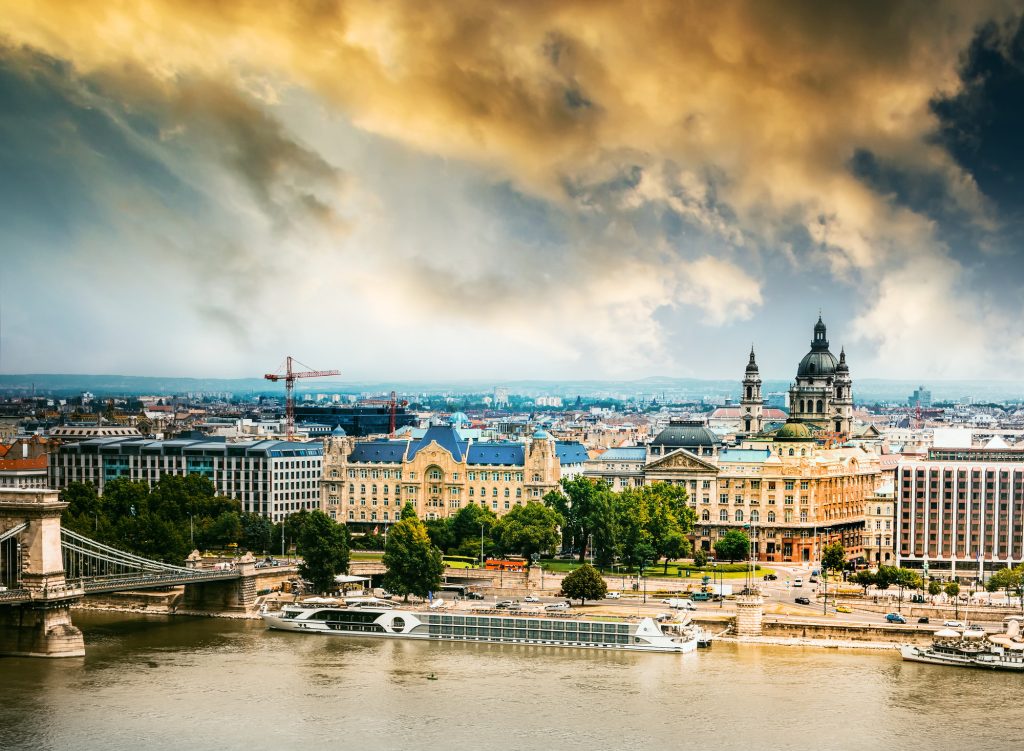 picturesque view on Budapest